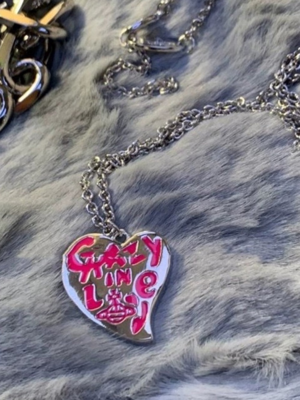 Vivienne Westwood Hot Pink Heart Orb Pendant Necklace